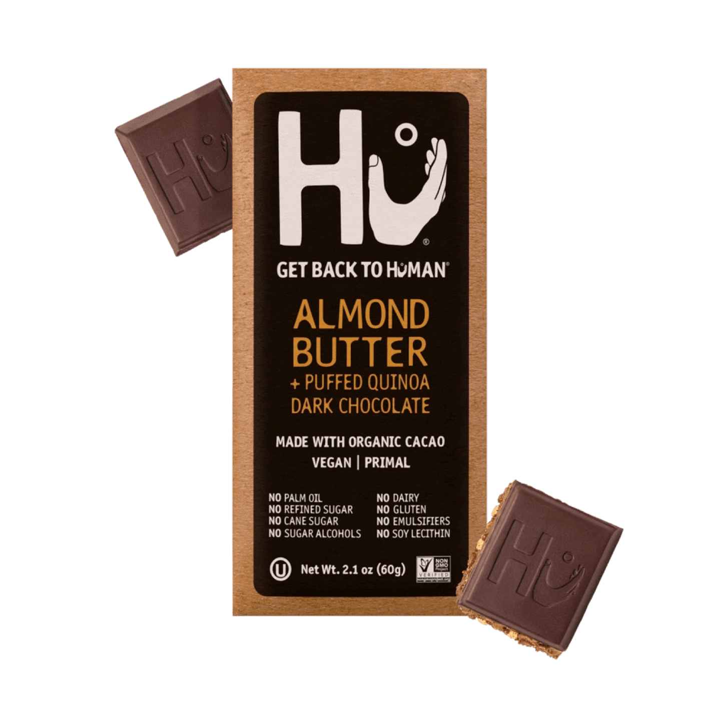 Beurre d'Amande Hu + Barre de Chocolat au Quinoa Soufflé